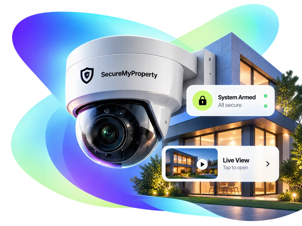 SecureMyProperty CCTV camera on a modern home